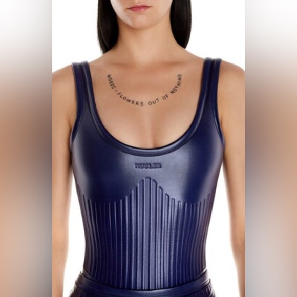 MUGLER Embossed Scuba Shiny Neoprene Bodysuit - Picture 1 of 11